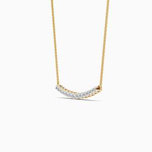 Delicado Collar con Barra de Diamantes Cultivados en Laboratorio, Elaborado con 0.40 Ct |   En oro amarillo, blanco y rosa de 9 quilates - Product Image 3