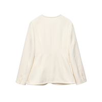 Costume formel pour femme en mélange polyester-viscose tissé, col cranté, boutonnage frontal, infroissable, respirant, lavable, poids moyen