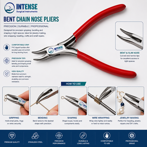 Pince à bec courbé professionnelle en acier inoxydable pour bijoux, avec poignées en PVC pour le façonnage de fils - Product Image 4