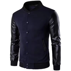 Chaqueta de Béisbol Personalizada con Parches de Chenilla, Cremallera Interna, Mangas de PU, Diseño de Patchwork, Estilo Universitario, Unisex - Product Image 2
