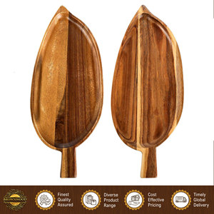 Plateaux de service en bois d'acacia de haute qualité, design nouveau, conformes aux normes alimentaires, en forme de feuille, petit plateau à fromage/plateau de service - Product Image 5