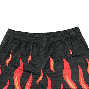 Shorts de course pour hommes de qualité supérieure, imprimés flamme, en mesh respirant, shorts de fitness d'été, OEM ODM en gros - Product Image 5