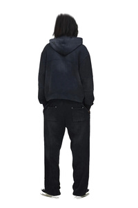 100% Cotton High Quality Baggy Sweatpants Customized Acid Wash Sun Fade Zip Up Streetwear Oversized Men's <b>Winter</b> Tracksuits - Product Image 4