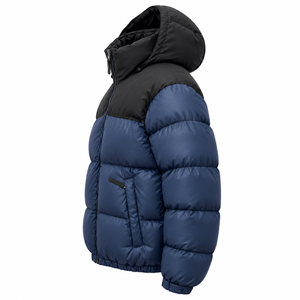 Blouson d'hiver matelassé à capuche pour homme en toile résistante à l'eau, col montant, fermeture éclair, logo personnalisé positionné à l'avant, idéal pour l'extérieur - Product Image 4