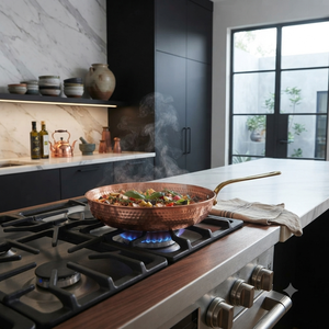 100% Pure Copper Hammered Frying <b>Pan</b>, Handmade Copper Skillet, Premium Chef Cooking <b>Pan</b>, Kitchen Cookware OEM ODM Wholesale - Product Image 4