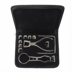 Kit de démarrage de barrage dentaire en caoutchouc avec cadre, poinçons et pinces en acier inoxydable de qualité chirurgicale, autoclavable, manuel, par Blush Surgical - Product Image 1