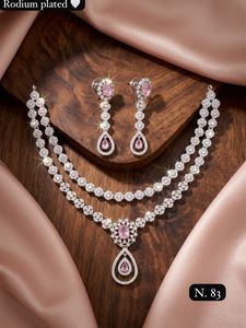 Silver Plated Brass Women's Bridal Set Choker <b>Necklace</b> Drop Earrings Tikka Ethnic Zircon Trendy Wedding Engagement Anniversary - Product Image 4