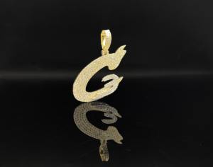 Colgante Personalizado con Letra G, Diseño Royal Eclipse, en Acero Inoxidable con Micro Pavé de Circonitas, Estilo Hip Hop, Unisex - Product Image 2