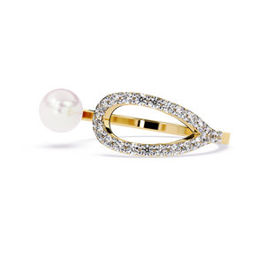 18k pure gold Luxury <b>Rings</b> Pearl <b>Open</b> Cuff <b>Ring</b> Natural Round diamond Engagement <b>Rings</b> For Women Elegant Wedding Fine Jewelry - Product Image 2