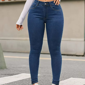 Factory Wholesale Personalized Skinny Stretch Calf Pants Fashion Top Selling High Waist Women's Jeans - Product Image 3