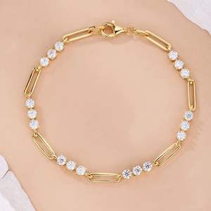 Pulsera de tenis de oro amarillo con diamantes para mujer – Diamantes cultivados en laboratorio con corte brillante redondo, regalo de joyería para mujer - Product Image 1