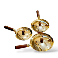 Pot en laiton véritable fait main de 8 pouces avec poignée en bois, fabrication thaïlandaise, léger, style thaïlandais, pour servir des soupes chaudes