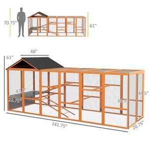 Gallinero de madera naranja de 49 x 48 x 12.5 pulgadas con almacenamiento y perchas, aditivo para gallinero para 6-10 gallinas, en estado usado - Product Image 3