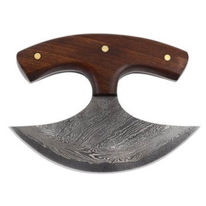 Cuchillo para Pizza de Acero de Damasco y Madera Hecho a Mano de la Mejor Calidad con Funda de Cuero - Product Image 1