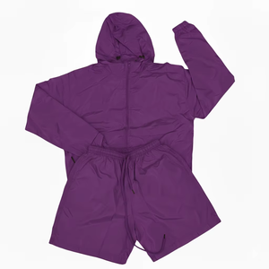 Ensemble de survêtement 2 pièces unisexe en nylon à séchage rapide, coupe-vent, short et haut, grandes tailles, léger, pour homme, vêtements de sport d'été, OEM - Product Image 2
