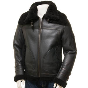 Blousons Aviateur Homme en Cuir de Mouton Véritable 2026 avec Doublure en Fausse Fourrure, Fermeture Éclair, Style Moto Biker Hiver, Manteau Chaud et Épais - Product Image 1