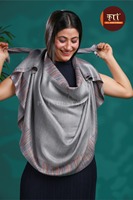 Châle, poncho, cape en soie grise, laine et modal, tricoté, à franges et pompons, doux pour la peau, respirant, chauffant, pour femme, toutes saisons