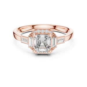 Bague clou en or jaune 18 carats avec diamant de laboratoire radiant et rond pour femme |   Cadeau d'anniversaire |   Carat pur - Product Image 3