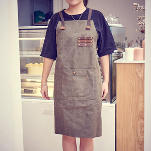 Tablier de Luxe en Cuir et Toile avec Fermeture Éclair, Bretelles Croisées Réglables pour Chef, Barbecue, Barista, Barbier, Menuisier, Équipement d'Atelier LCA-0053 - Product Image 3