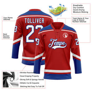 Maillot de hockey personnalisé pour équipe, 100 % polyester, décontracté, à manches longues, pull sportif avec impression par sublimation - Product Image 4
