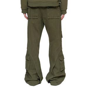 Pantalon cargo décontracté pour homme personnalisé, en coton, avec fermeture éclair, délavé, évasé, prix de gros, OEM, respirant, prix abordable - Product Image 5