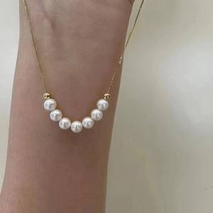 Collier en argent pur S925 avec perle d'eau douce baroque, simple, scintillant, chaîne de clavicule, Y01490, petit collier en perle d'eau douce - Product Image 3