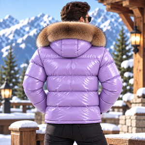 Men's Leather Bomber <b>Jacket</b>, Puffer <b>Jacket</b> With Fox <b>Fur</b> <b>Hood</b>, Giacca Uomo Motocicletta | Giacca Uomo |Lederjacke - Product Image 6