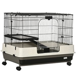 2-Tier Black <b>Small</b> Animal Breeding Cage Rabbit Hutch Removable Tray Platform Ramp for Bunny Chinchillas Ferret Hedgehog Gerb - Product Image 1