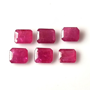Rubis naturel du Mozambique de qualité supérieure, taille émeraude 5x4 mm, facetté, pierre précieuse non montée, 2,90 carats, 6 pièces pour la création de bijoux - Product Image 1