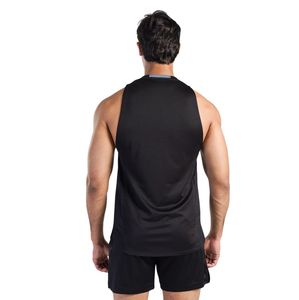 T-shirt de sport noir pour homme, coupe oversize, à manches tombantes, en coton, pour l'entraînement, le fitness et la musculation, coupe ample, vêtement athlétique - Product Image 2