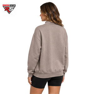 ROHZEN SPORTS Sudadera de cuello alto para mujer, con hombros caídos, manga larga, estampado de letras, color liso, jersey tipo top - Product Image 2