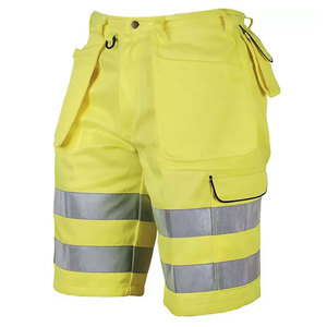 Reflective Tape Workwear Safety Shorts High Visibility Cargo Multi-Pockets 100% Cotton Embroidered Construction <b>Working</b> Shorts - Product Image 1