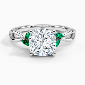 BOJ <b>Ring</b> 068 Cushion Cut 925 <b>Silver</b> Engagement <b>Ring</b> With <b>Emeralds</b> Diamond <b>Ring</b> 2ct D Color VVS1 Moissanite GRA Certified Sale - Product Image 1
