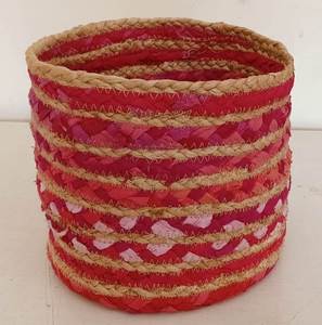 Panier de rangement rond en jute et coton, grand format, nouveau style, pour vêtements sales, jouets pour bébés, couvertures - Product Image 5