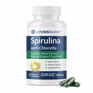Comprimés de spiruline LyonsBarry pour adultes, antioxydant, détoxifiant, superaliment, complément énergétique 500 mg - Product Image 1