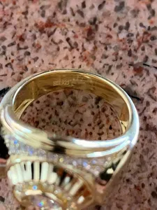 Tishya <b>Diamond</b> Women's Signet <b>Ring</b> 925 Sterling Silver Yellow Gold Plated Iced <b>Diamond</b> Look Wedding Engagement Hip Hop Jewelry - Product Image 2