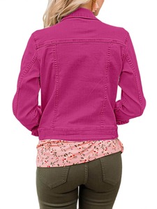 Veste en jean longue extensible sur mesure pour femme, en coton, unie, pour l'hiver, grandes tailles pour filles - Product Image 2