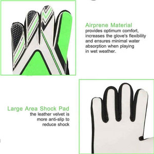 Econex Sports Football Goalkeeper Gloves Full Finger Green <b>Black</b> PU Leather <b>Hook</b> and Loop Closure Unisex Breathable Non Slip - Product Image 3