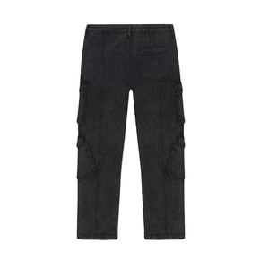 Pantalones Cargo Negros para Mujer, Cintura Media, Corte Regular, Largos, Color Sólido, Material de Lona, Estilo Utilitario, Ropa de Otoño - Product Image 3