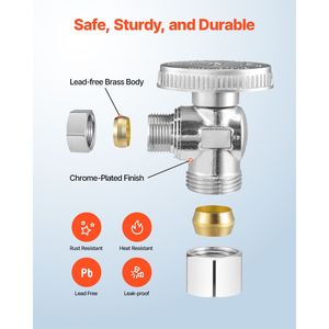 Confezione da 10 Valvole Angolari a 1/4 di Giro, Ingresso a Compressione da 1/2 Pollice (5/8 Pollici OD) e Uscita a Compressione da 3/8 Pollici (OD), Personalizzabile OEM - Product Image 2