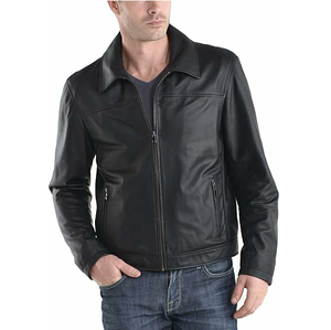 Chaqueta de Cuero para Hombre al por Mayor, Chaqueta de Cuero Genuino, Abrigo de Invierno para Hombre, Ropa Exterior de Moda, Chaqueta de Cuero Casual de Manga Larga - Product Image 3
