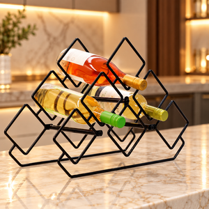 Estante para Botellas de Vino en Zigzag con Capacidad para 4 Botellas, Soporte de Metal Negro para Exhibición y Almacenamiento en Mostrador de Bar o Restaurante - Product Image 3