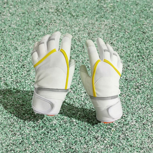 Ambidextrous Leather <b>Baseball</b> Batting <b>Gloves</b> Hook Loop Closure Non Slip High Grip Breathable Professional Sports OEM - Product Image 3