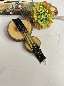 ELEGANT VINTAGE <b>Beaded</b> <b>bracelet</b> Black gold <b>bracelet</b> Loom <b>bracelet</b> <b>Beaded</b> cuff <b>bracelet</b> Ombre <b>bracelet</b> Native <b>beaded</b> <b>bracelet</b> - Product Image 1