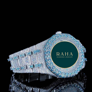 RAHA Luxury <b>Diamond</b> <b>Watch</b> Case Stainless Steel Band Analog Mechanical Movement Unisex Water Resistant 3BAR 20mm Butterfly Clasp - Product Image 6