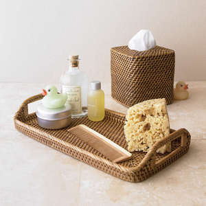Wholesale Eco-friendly Handwoven Rattan Rectangular <b>Vanity</b> <b>Tray</b> with Handles Model Bathroom Accessories Vietnam - Product Image 6