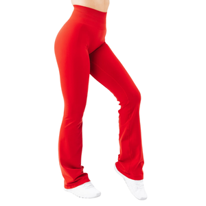 Pantalon évasé ultra taille haute rouge pour femme, extensible, respirant, pour le sport, le fitness, le yoga et l'entraînement, bas de tenue athlétique haute performance - Product Image 4