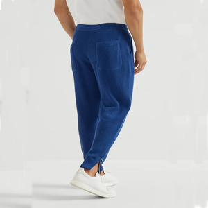 Pantalones Deportivos de Felpa Tejida Azul para Hombre, Marca Little Paws Trainers, Diseño Personalizado ODM, Cintura Elástica con Cordón, Pantalones Casuales 100% Algodón - Product Image 2
