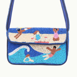 Premium Beaded <b>Beach</b> Shoulder <b>Bags</b> for <b>Women</b>, Girls Evening Purse Cartoon Scene Flap Closure Single Strap Vacation Style - Product Image 3