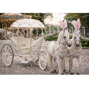 Carruaje de Caballos para Entrada Nupcial de Cuento de Hadas para Eventos de Boda, Carruaje de Entrada de Novia con Temática de Calabaza de Cenicienta de 4 Ruedas para 4-6 Personas, Reino Unido - Product Image 1